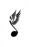 Stencil muzieknoot vleugel